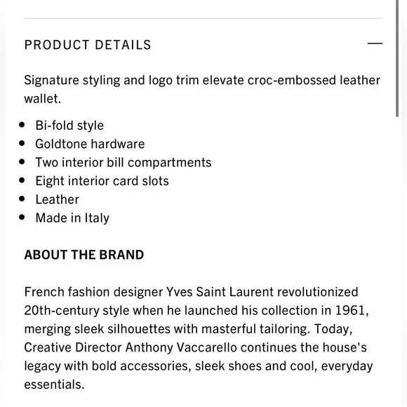 🖤SAINT LAURENT🖤Crocodile-Embossed Leather Wallet - Picture 8 of 15